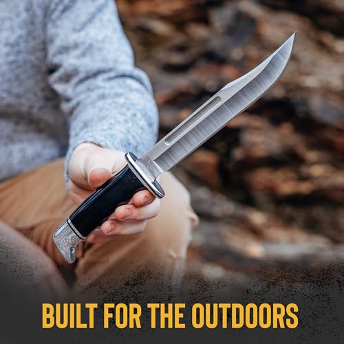 Buck Knives 120 General Hunting Knife with Sheath - Black & Silver, 7-3/8" Blade