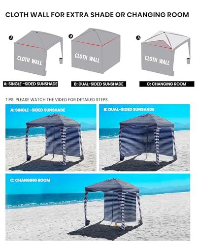6ft UV50+ Beach Cabana with Changing Room, Sandbags & Portable Shade