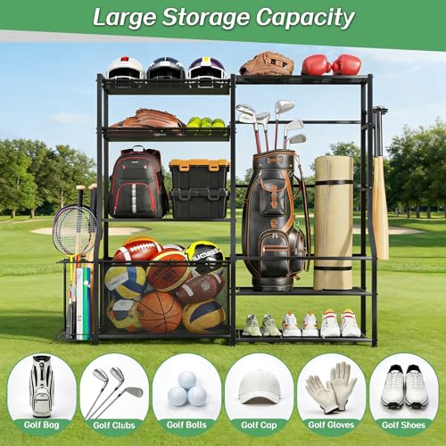 Insdiy Extra Large Black Garage Sports Equipment & Golf Bag Organizer