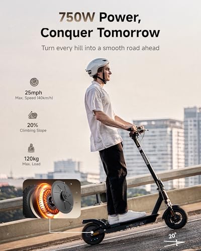 ECOROAD Black 750W Electric Scooter for Adults 25 MPH 35 Miles Range