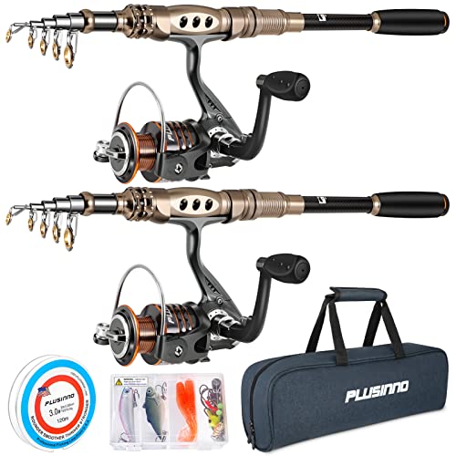 Telescopic Fishing Rod and Reel Combo 6.89 ft Portable Kit with Carrier Case