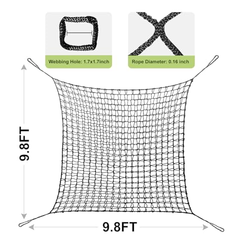 Kids Cargo Net 9.8x9.8ft Double Polyester Indoor Outdoor Black - Safe Play