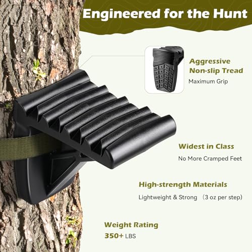 ZIVOXIA 4 Pack Ultra-Light Saddle Hunting Platform Steps with Heavy-Duty Strap & Cam Buckle, Anti-Slip Design