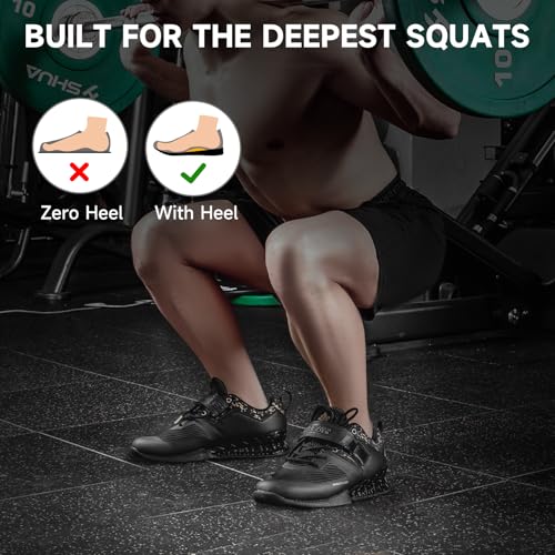 Men's & Women's Training Squat Shoes - Obsidian Black, Size 11 Women / 9.5 Men - Professional Fitness Footwear