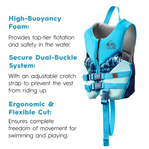 Kids Blue Life Jacket for 33-55 lbs - USCG & Transport Canada Approved, Safety Strap, UV Resistant, Toddler Boating Vest