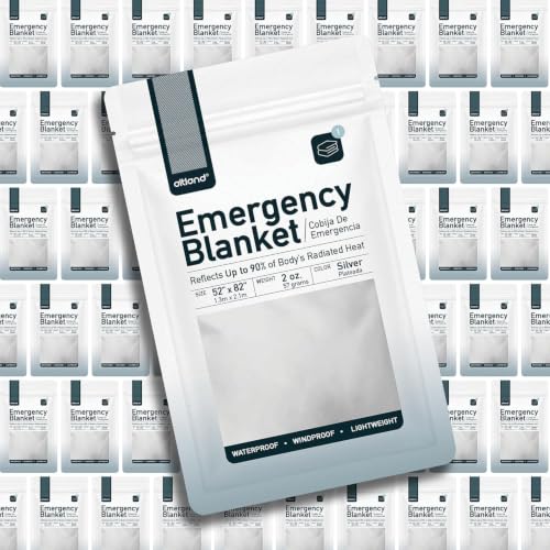 Altland 100 Pack Emergency Thermal Blankets for Winter Survival & Preparedness