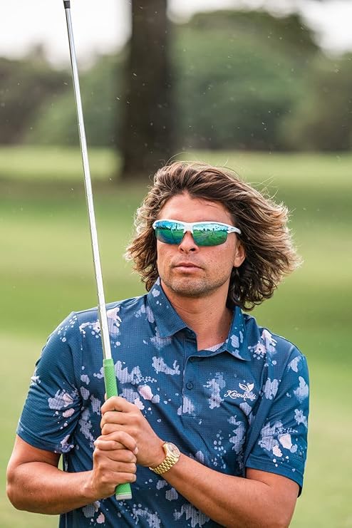 Tifosi Rivet Half-Frame Cycling & Golf Sunglasses Matte White Clarion Blue