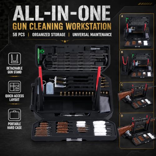 Kinghardcase 63-Piece Universal Gun Cleaning Kit with Brass & Steel Rods