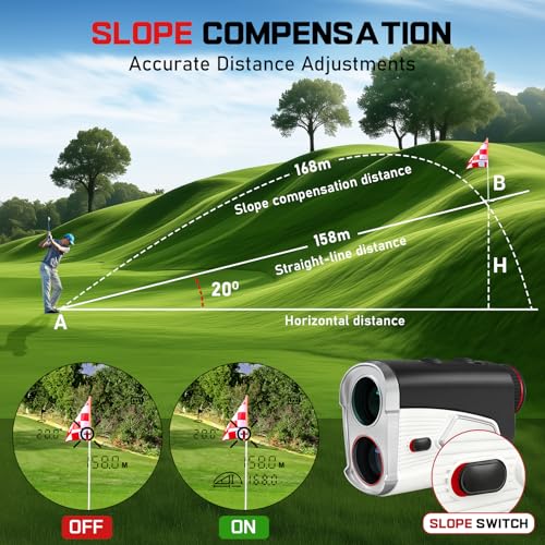 Golf Rangefinder with Slope On/Off 1500 Yards 7X Magnification - Perfect Golf Gift