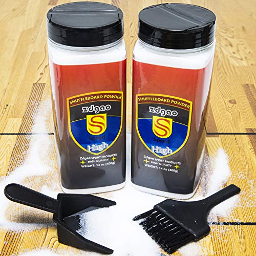 Chrome High Speed Shuffleboard Pucks Set with Wax & Mini Brush Bundle - 2 5/16 (58)