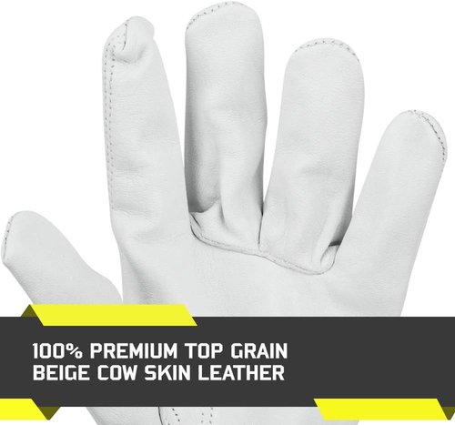 Glove Station Driver Gloves - Unlined Top Grain Beige Leather for Truck Driving, Welding & Gardening