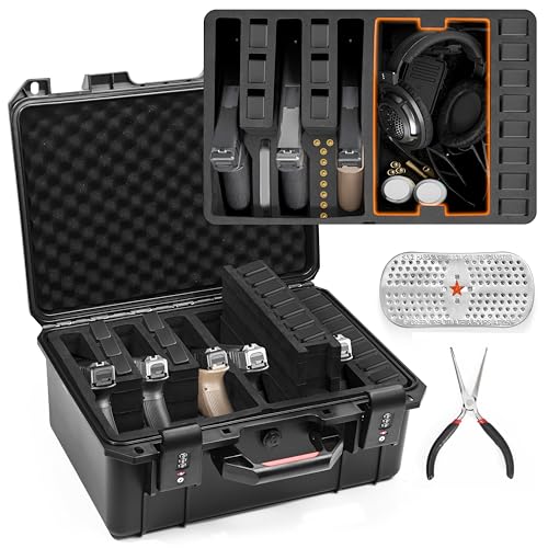 Ink Black Kinghardcase Pistol Gun Case for Handguns & Magazines, Waterproof, Shockproof, TSA Lock