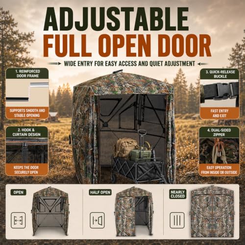 See-Through Hunting Blind with Adjustable Windows & Large Door - Ground Deer Blind