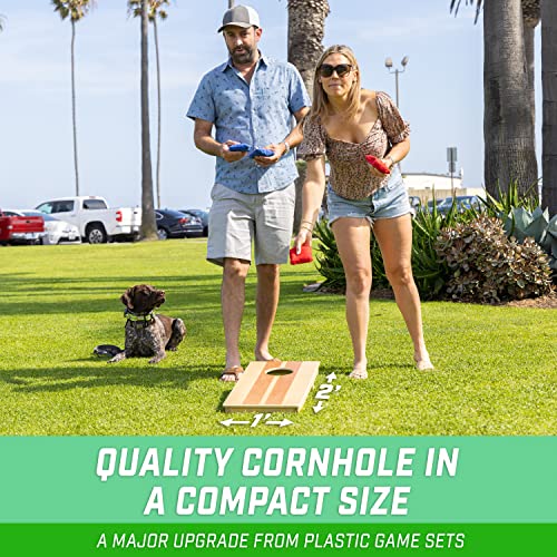 Portable Cornhole Game Set - 2ft x 1ft Wooden Boards with Carry Backpack & Mini Bean Bags