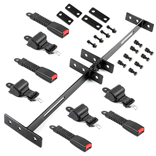 NOKINS Retractable Seat Belt Kit for Golf Cart with Brackets - Stainless Steel, 4-Passenger