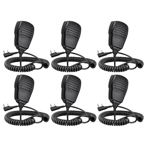 SAMCOM 6 Pack Walkie Talkie Shoulder Microphones with PTT for Two-Way Radios