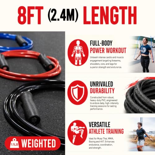 Elite Muay Thai 2.0 Weighted Jump Rope Black - MMA & Fitness Training