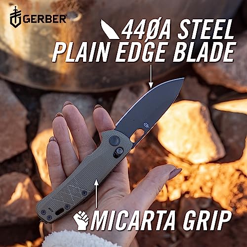 Gerber Scout EDC Folding Pocket Knife 3.2" Plain Edge, Micarta Handle, 7.64" Open