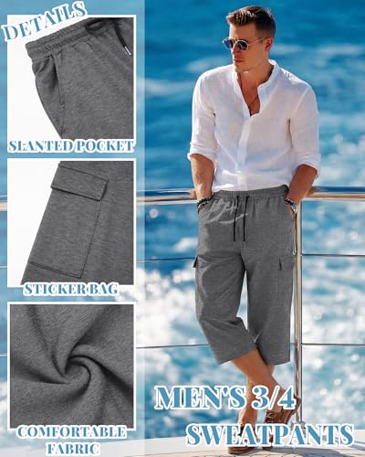 August Alley Men's Cargo Shorts 5-Pack – Black, Gray, White Heather, Large
