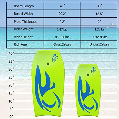 41-Inch Lightweight Body Board with EPS Core for Surfing - Green