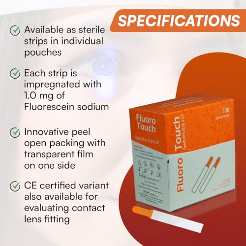 Ophthalmic Fluoro Touch Strips - 1200 Count with Peel-Open Packaging