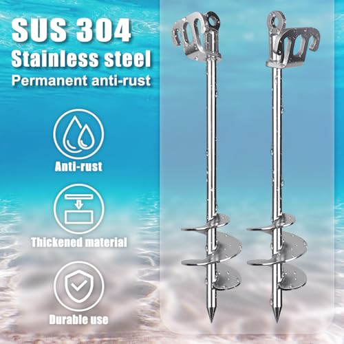 36-Inch Stainless Steel Boat Anchor with 32ft Rope for Sandbars & Shallow Water — Pack of 2