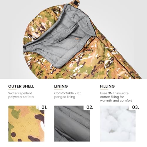 Camo Light Patrol 4-Season Mummy Sleeping Bag - 32°F Cold Weather Camping Gear
