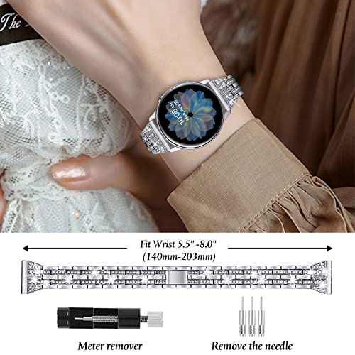 JOYOZY Silver Watch Band for Galaxy Watch 6/5/4/FE/7 40mm/44mm/Classic 42mm/43mm/46mm/47mm & Garmin Vivoactive 3