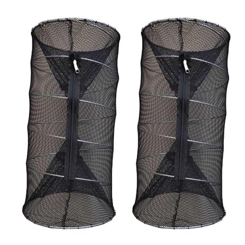 2 Pack Heavy Duty 24-Inch Crawfish and Minnow Traps Folding Collapsible Fishing Bait Nets