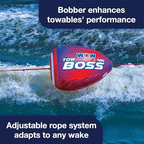 WOW Sports 4K Tow Boss Rope with Inflatable Bobber for Water Skiing & Tube Towing