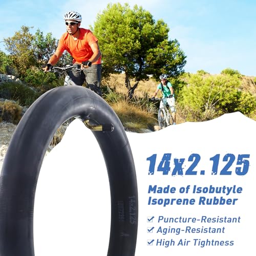 2 Pack 14x2.125 Inch E-Bike Tire with 2 Tubes - Heavy-Duty Replacement for Electric Bikes