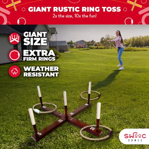 X-Large Rustic Ring Toss Game - Giant Outdoor Yard Toys for Kids & Adults