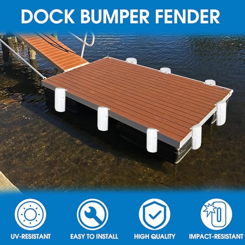 White 6 Pack Dock Bumper Fender for Boat Docking Protection, Marine Grade Vinyl