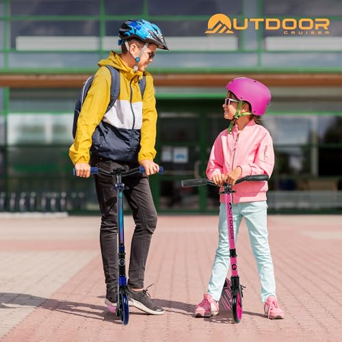 Outdoor Cruiser Foldable Kick Scooter for Kids Adults Blue & Black 8-Inch Wheels