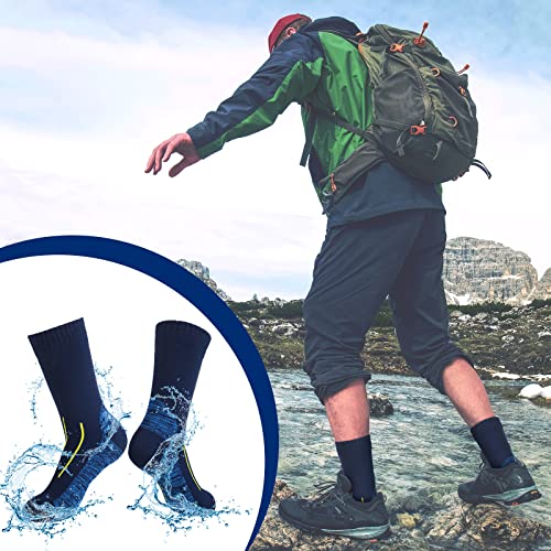 Janmercy Waterproof Hiking Socks - Unisex Large Dark Color 3 Pairs