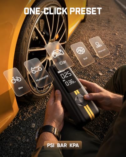 Fanttik X8 Apex Portable Tire Inflator Yellow - Fast 1-Minute Air Compressor