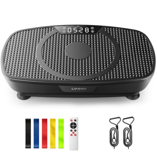 UMAY Black Curved Vibration Plate Exercise Machine with 120 Speeds & Bluetooth