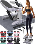 Mini Stepper Machine with Resistance Bands - Space-Saving Cardio Equipment - White/Grey