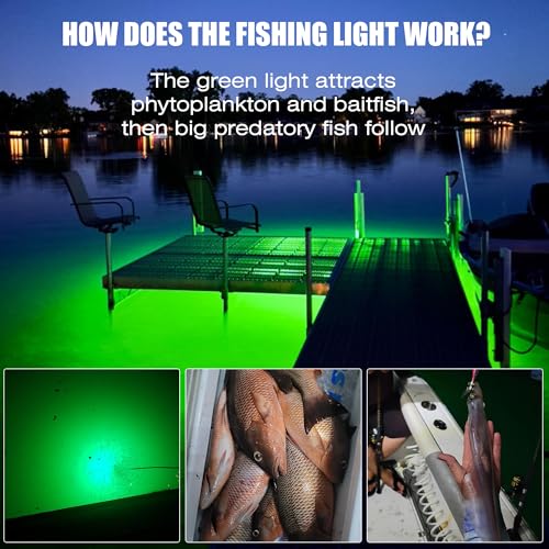 HUSUKU Green FS0-3 Underwater Fishing Light for Kayak & Marine Use 12V/110V