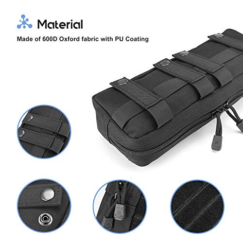 Small Tactical Admin Pouch Molle EDC Carry Bag for Magazines, Map & Tools - Black