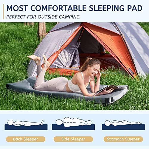 HomeMate Memory Foam Camping Mattress Pad - Grey, Single, 75x30x3 Inch Portable Bed