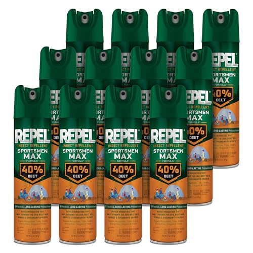 Repel Sportsmen Max Mosquito & Insect Repellent 6.5 Oz - 12 Pack, 40% DEET, Aerosol Spray