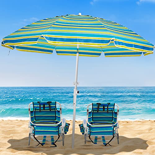 Canpsky Ocean Striped Portable Folding Beach Chair with 5 Positions & Towel Bar - Lightweight Outdoor Camping & Pool Lounge Chair for Adults