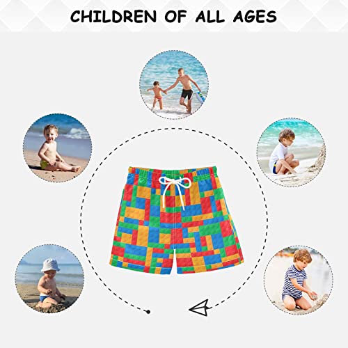 Kigai Boy Swim Trunks - Colorful Blocks Summer Beach Quick Dry 2-6T Llama D7