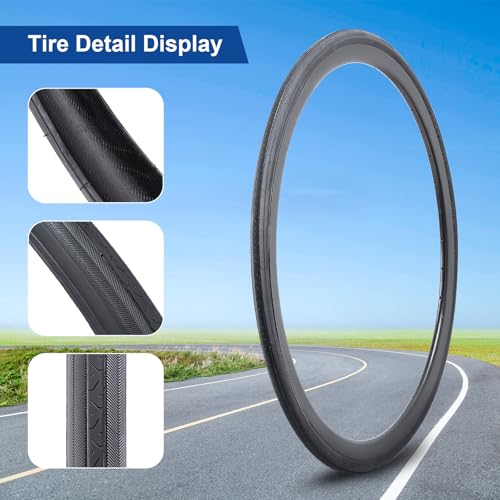27x1 1/4 Road Bike Tire and Inner Tube with Tire Levers - Durable Commuter Set