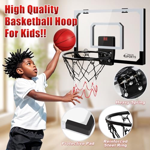 Mini Basketball Hoop Over The Door with Electronic Scoring and Accessories