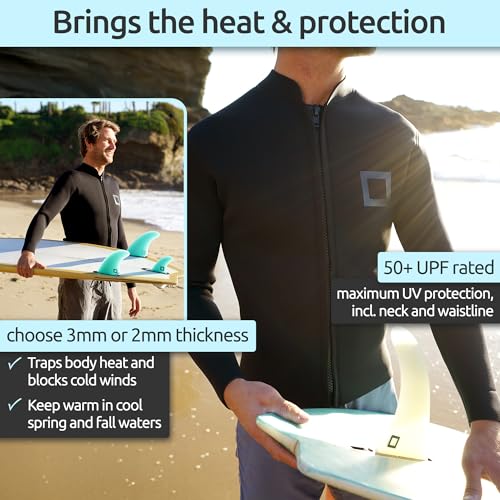 Surf Squared 3mm Men's Wetsuit Top Jacket X-Large - Neoprene Long Sleeve Watersports