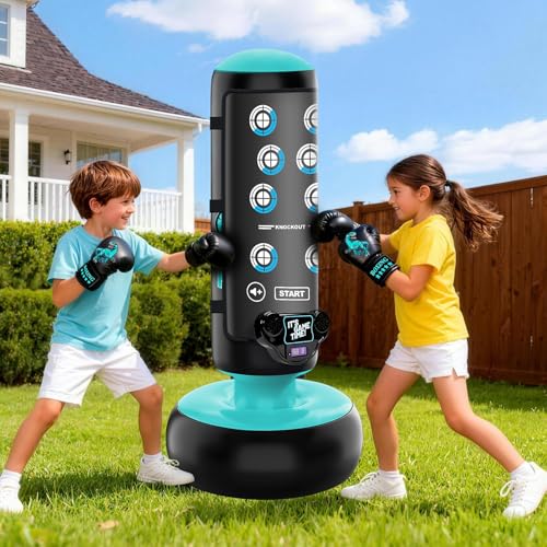 Kids Boxing Punching Bag with Music and Lights 66 Inch Inflatable Toy Set