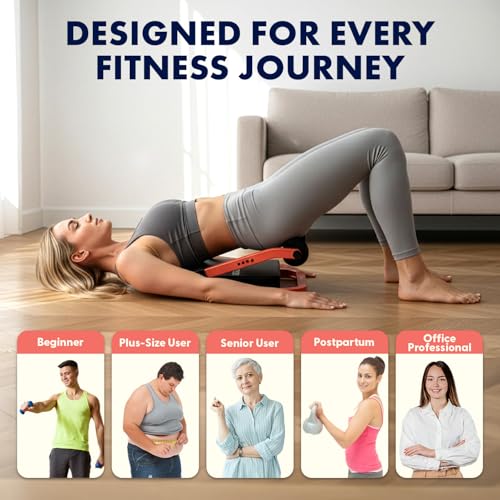 SQUATZ Red Ab Machine for Stomach & Full-Body Workout, Adjustable Resistance