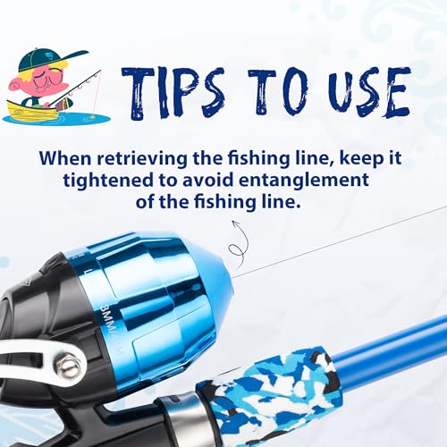 Kids Fishing Pole Kit with Reel - Collapsible Telescopic Rod for Boys & Girls, Pink/Blue/Green, Age 3+